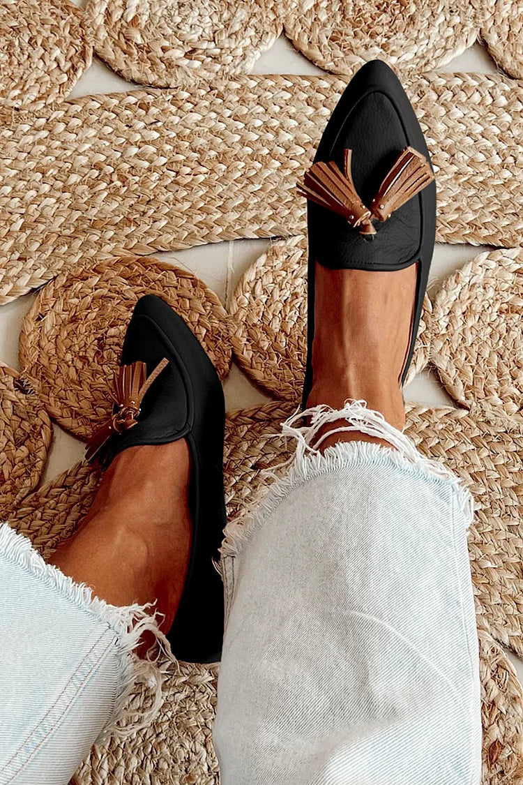 Pointed-Toe Loafers with Tassels