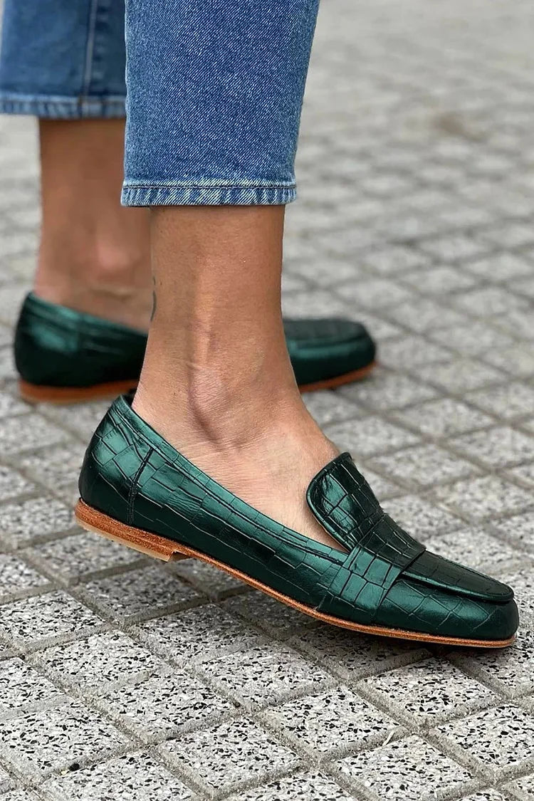Croc-Effect Loafers