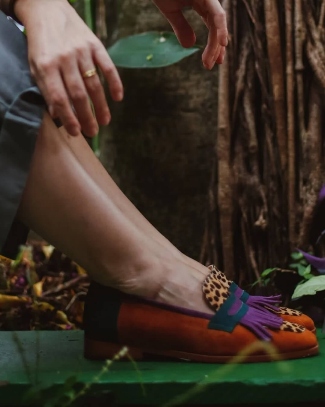 Loafers with Fringing and Animal Print