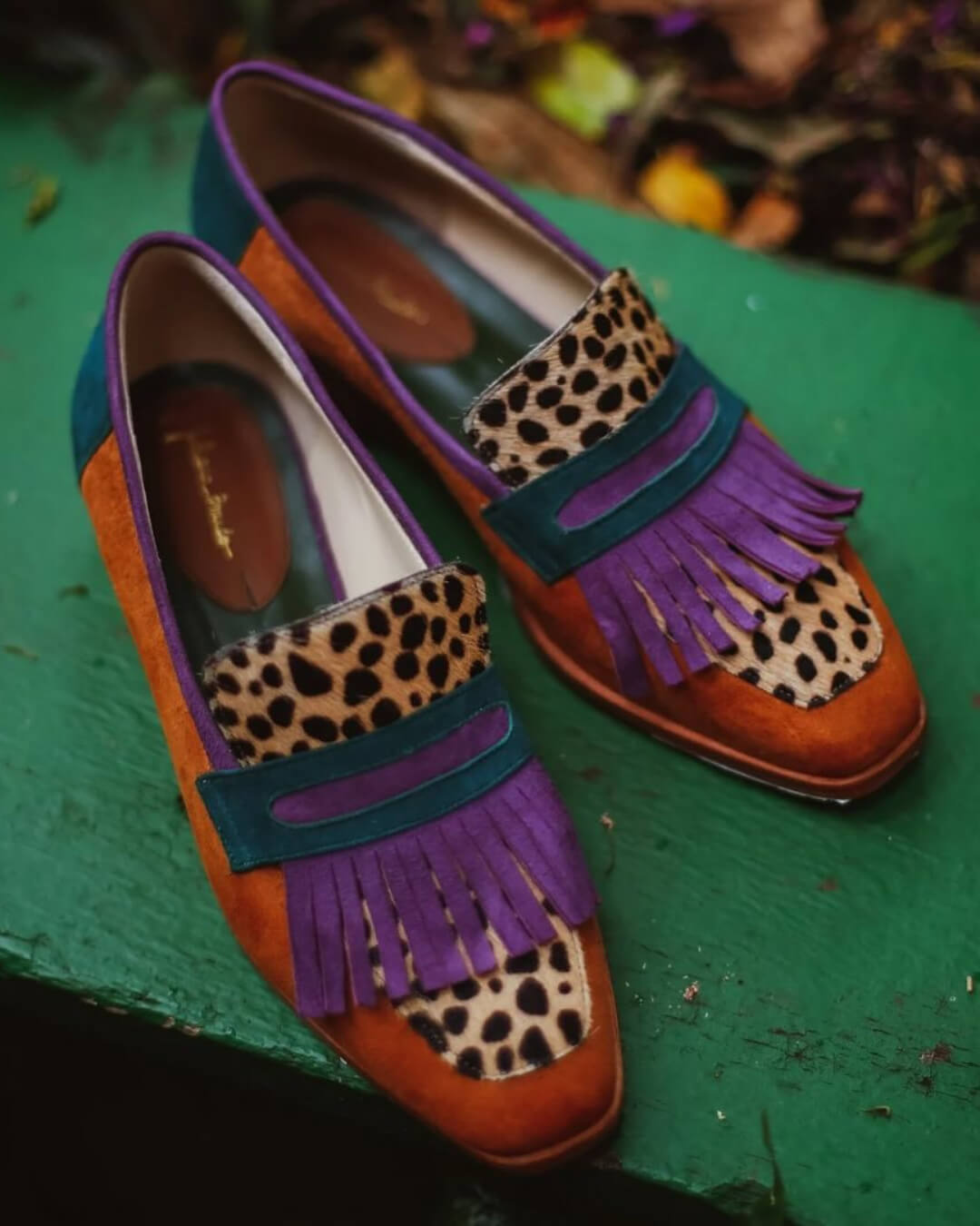 Loafers with Fringing and Animal Print