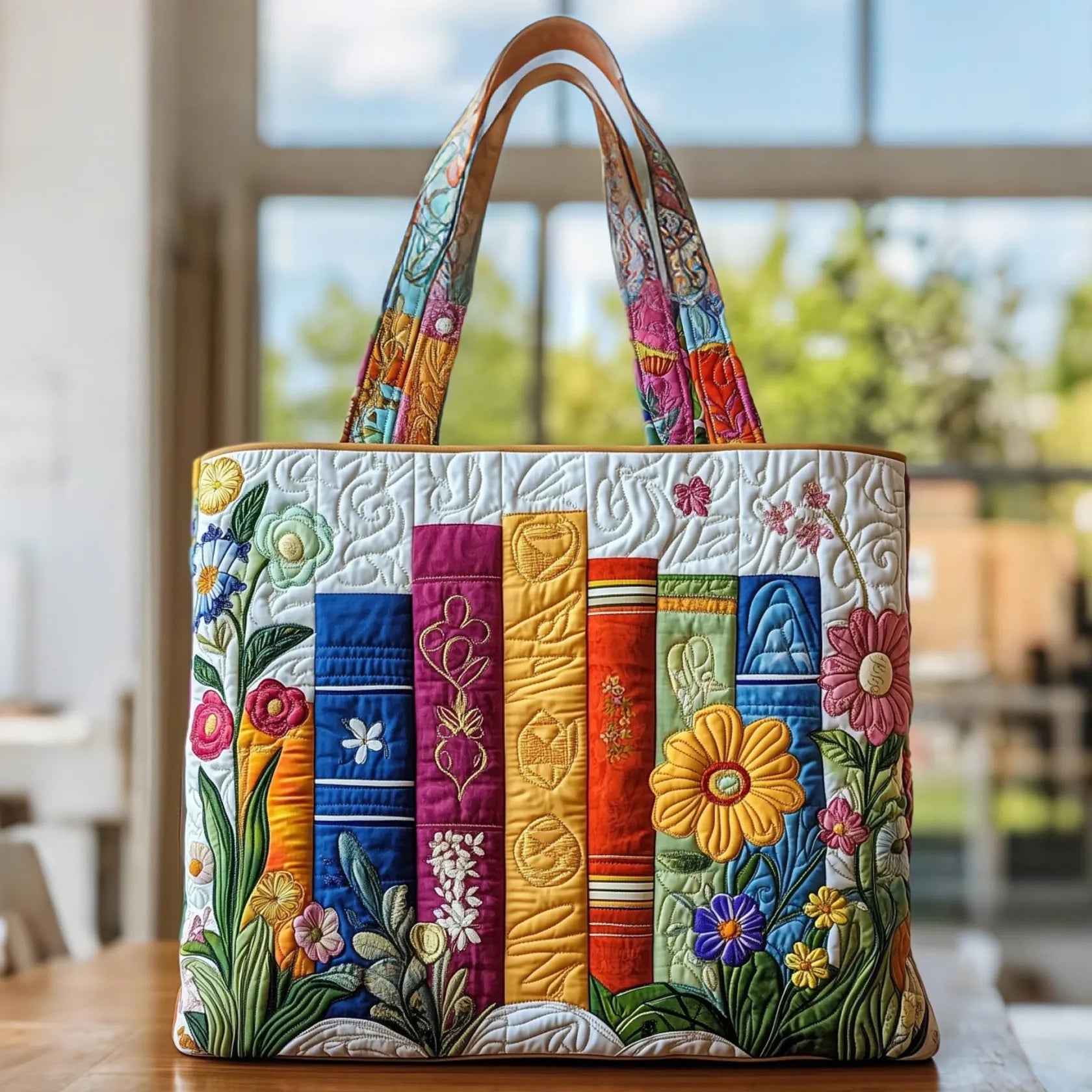Floral Library Quilted Bag
