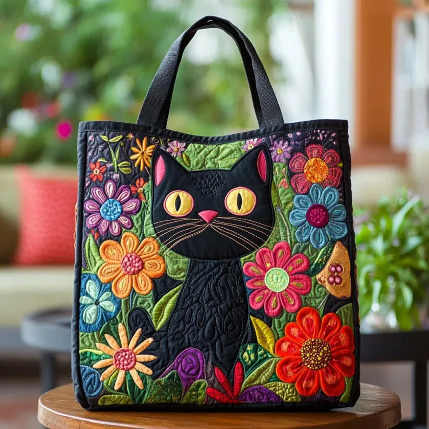 Enchanted Black Cat Quilted Bag