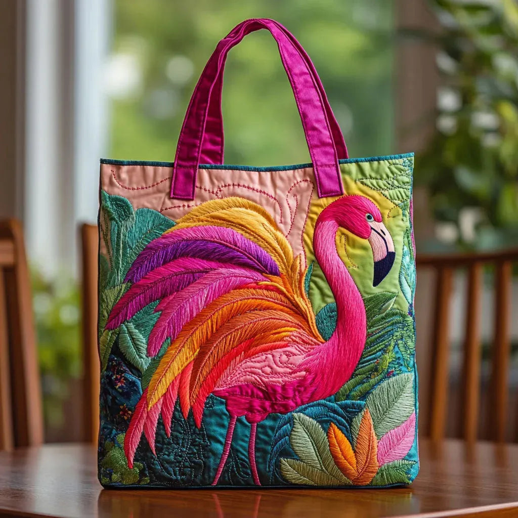 Rainbow Flamingo Quilted Bag