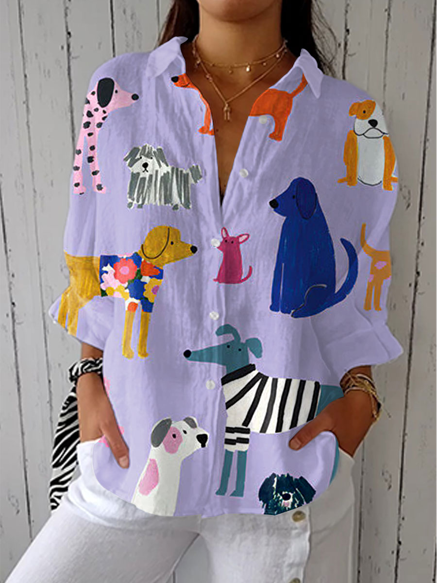 Florence – Playful Dog Print Blouse