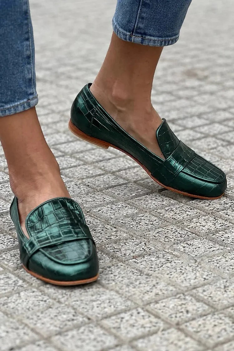 Croc-Effect Loafers