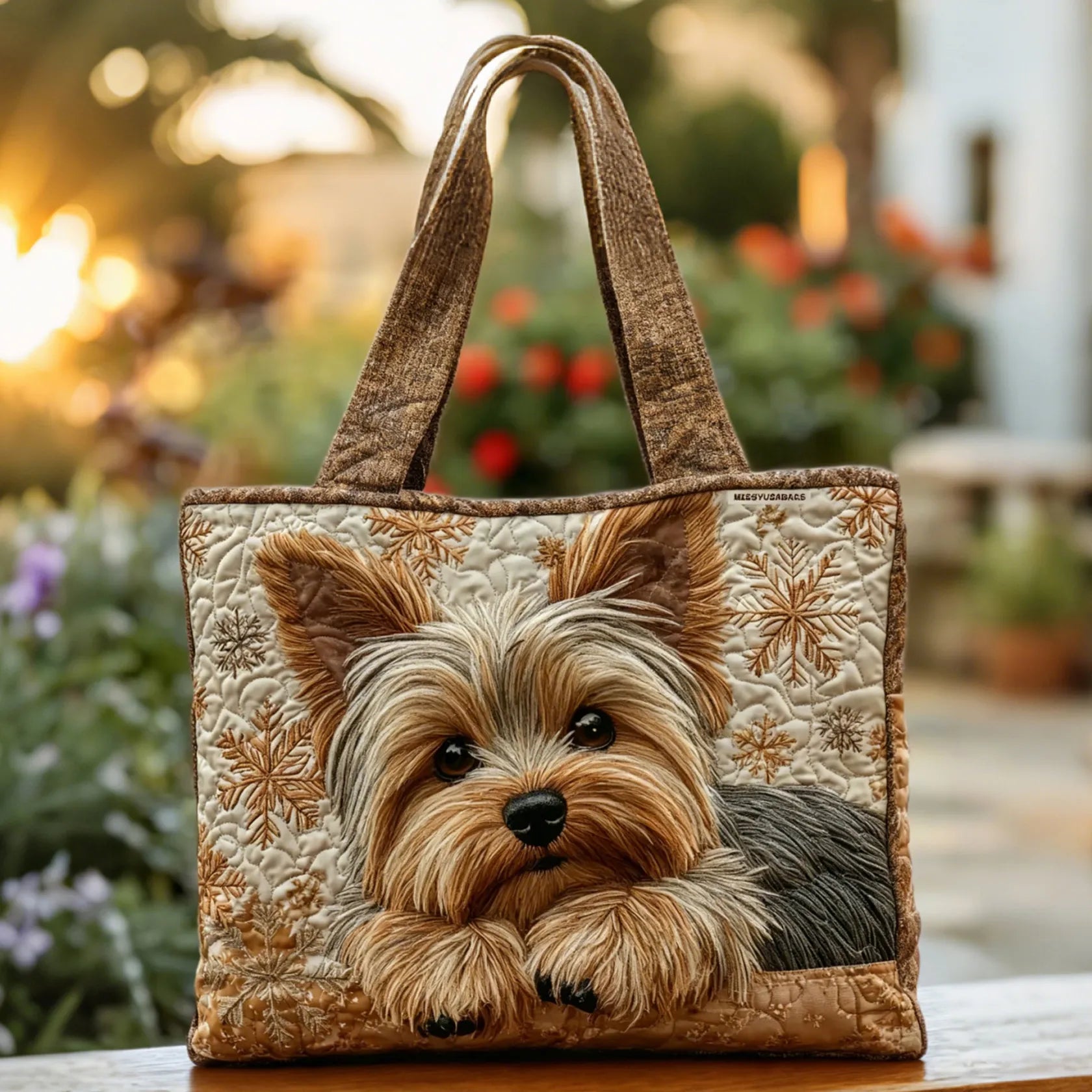 Yorkie Shiny Quilted Bag