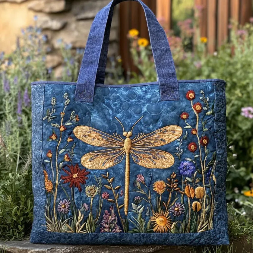 Golden Dragonfly Quilted Bag
