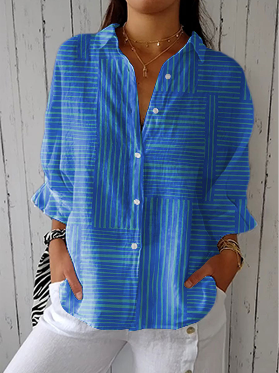 Feline – Azure Striped Blouse